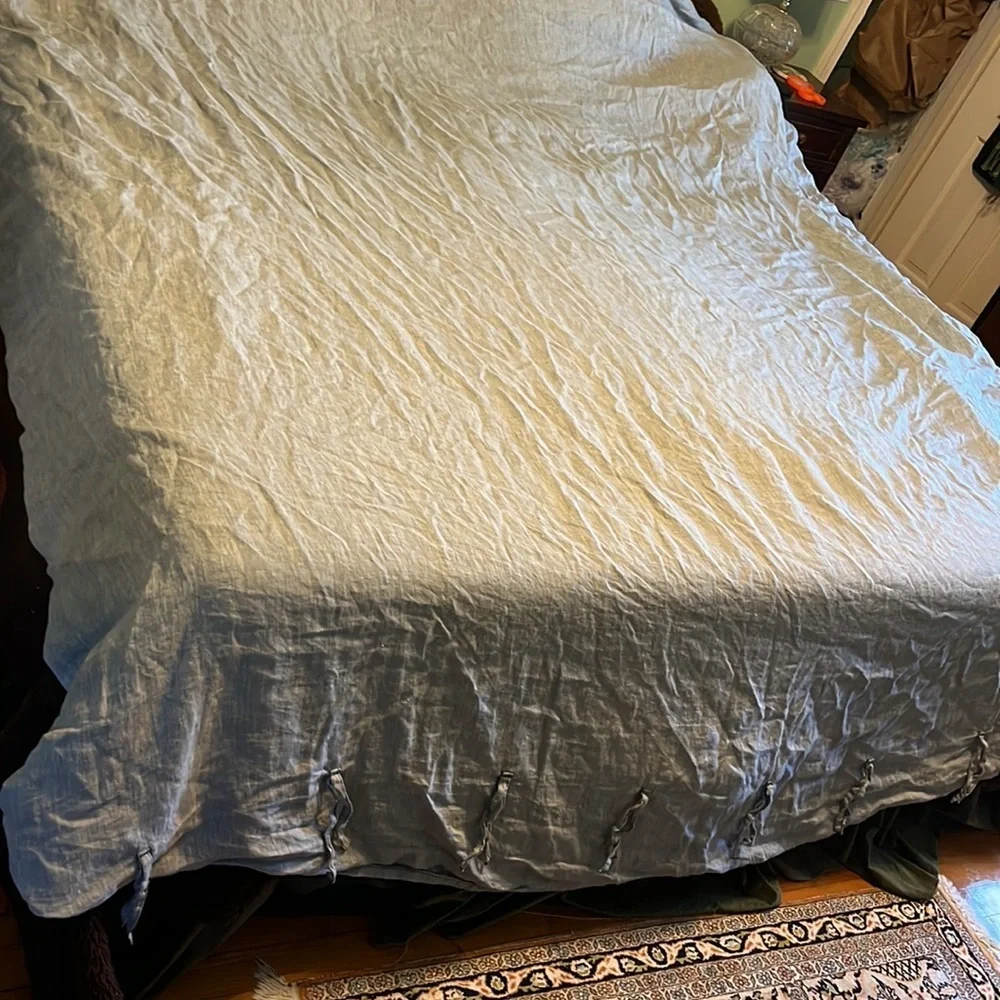 New Anthropologie Harmony Hemp Duvet Cover Gray Queen